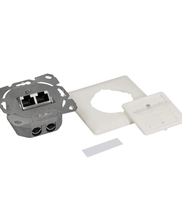 LogiLink Διπλή Πρίζα Δικτύου RJ45 με Πλαίσιο σε Λευκό Χρώμα NP0128 NP0128