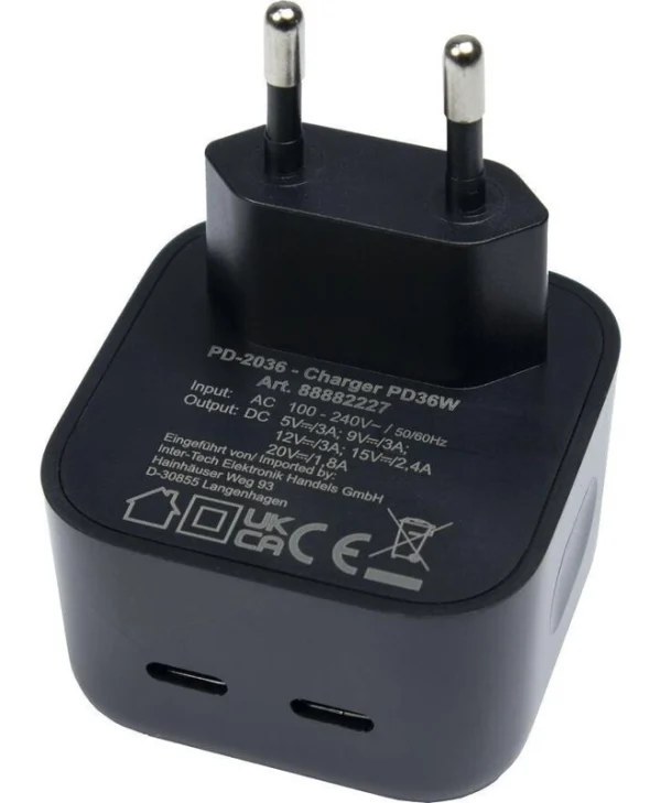 Inter-Tech Φορτιστής Χωρίς Καλώδιο 36W Power Delivery Μαύρος (88882227) 88882227