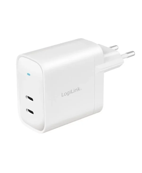 LogiLink Φορτιστής Χωρίς Καλώδιο GaN με 2 Θύρες USB-C 40W Power Delivery Λευκός (PA0282) PA0282