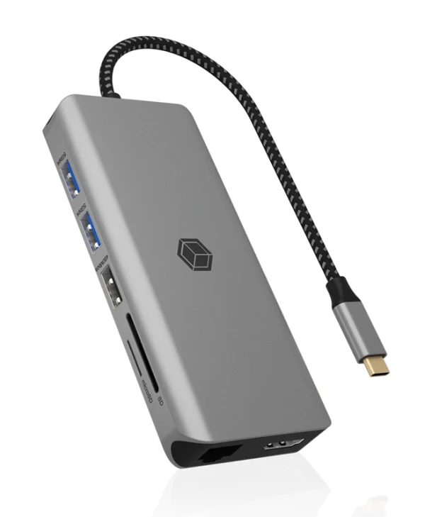Icy Box IB-DK4061-CPD USB-C Docking Station με HDMI 4K PD Ethernet Γκρι IB-DK4061-CPD