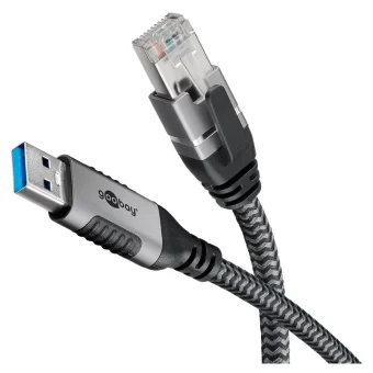 Goobay 70694 Μετατροπέας Καλωδίου Usb A Rj-45 Μαύρος Μαύρο Άργυρος 70694