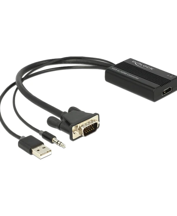DeLock Μετατροπέας 3.5mm / USB-A / VGA male σε HDMI female (62597) 62597