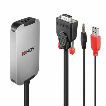 Lindy Μετατροπέας 3.5mm / USB-A / VGA male σε DisplayPort female Ασημί 1τμχ (38296) 38296