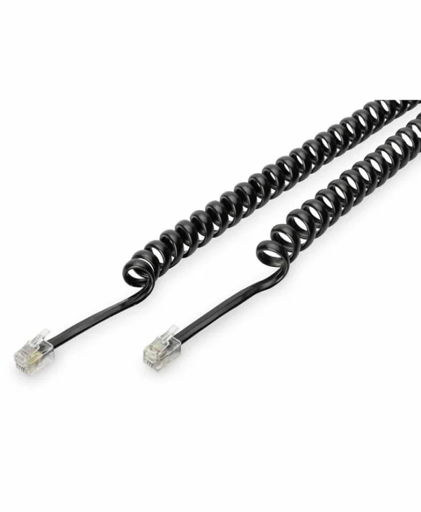 Digitus Σπιράλ Τηλεφωνικό Καλώδιο RJ11 6P4C 4m Μαύρο (AK-460101-040-S) AK-460101-040-S