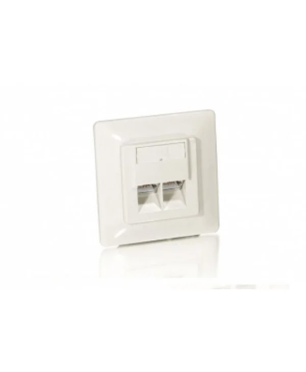 Equip Διπλή Πρίζα Δικτύου RJ45 με Πλαίσιο Τύπου Cat5 σε Λευκό Χρώμα 125722 125722