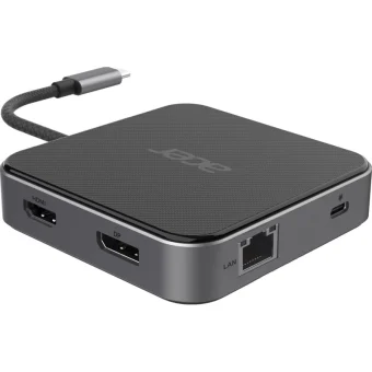 Acer USB-C Docking Station με HDMI/DisplayPort 4K PD Ethernet Γκρι (HP.DSCAB.013) HP.DSCAB.013