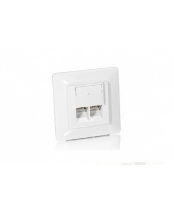 Equip Διπλή Πρίζα Δικτύου RJ45 με Πλαίσιο Τύπου Cat5 σε Λευκό Χρώμα 125721 125721