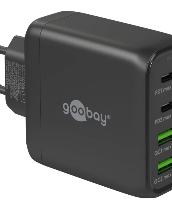 Goobay Φορτιστής Χωρίς Καλώδιο με 2 Θύρες USB-A και 2 Θύρες USB-C 68W Μαύρος (64817) 64817