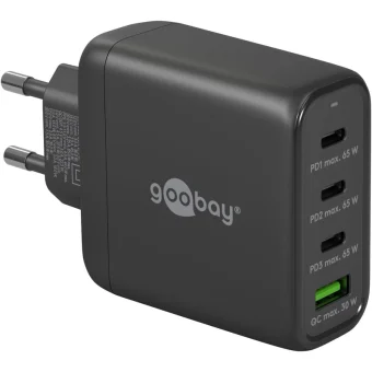 Goobay Φορτιστής Χωρίς Καλώδιο GaN με Θύρα USB-A και 3 Θύρες USB-C 68W Λευκός (64819) 64819