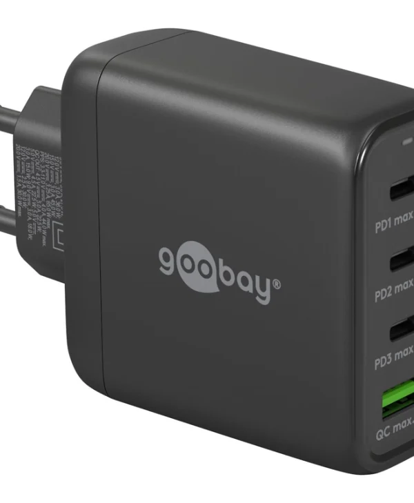 Goobay Φορτιστής Χωρίς Καλώδιο GaN με Θύρα USB-A και 3 Θύρες USB-C 68W Λευκός (64819) 64819