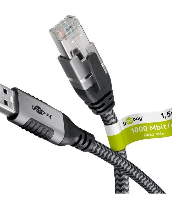 Goobay Μετατροπέας USB-A male σε Ethernet male Ασημί 1τμχ 70497 70497