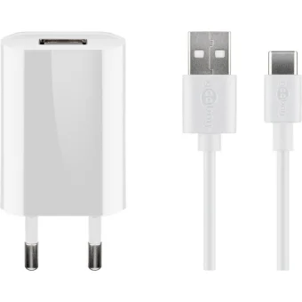 Goobay Φορτιστής με Θύρα USB-A και Καλώδιο USB-C 5W Λευκός (45300) 45300