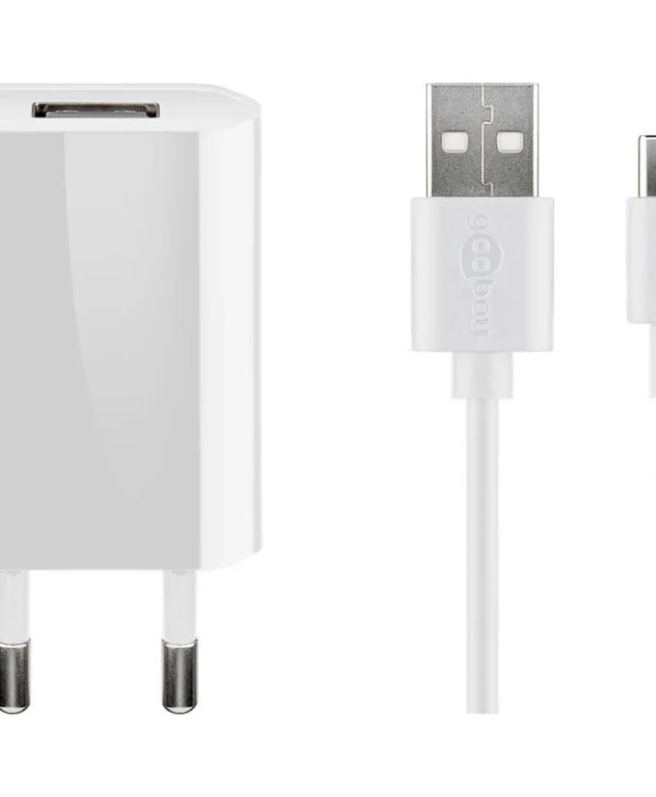 Goobay Φορτιστής με Θύρα USB-A και Καλώδιο USB-C 5W Λευκός (45300) 45300