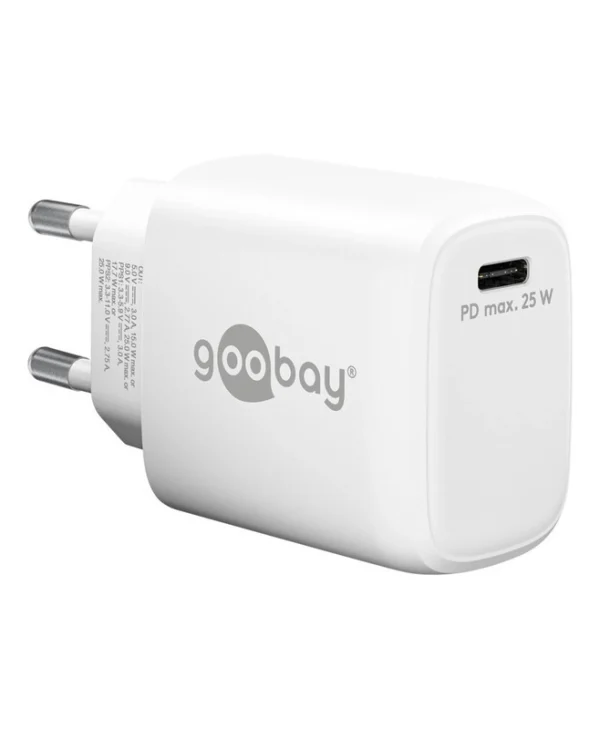 Goobay Φορτιστής Χωρίς Καλώδιο GaN με Θύρα USB-C 25W Power Delivery Λευκός (65368) 65368