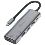 MediaRange USB-C Docking Station με HDMI 4K PD και σύνδεση 2 Οθονών Ασημί (MRCS511) MRCS511