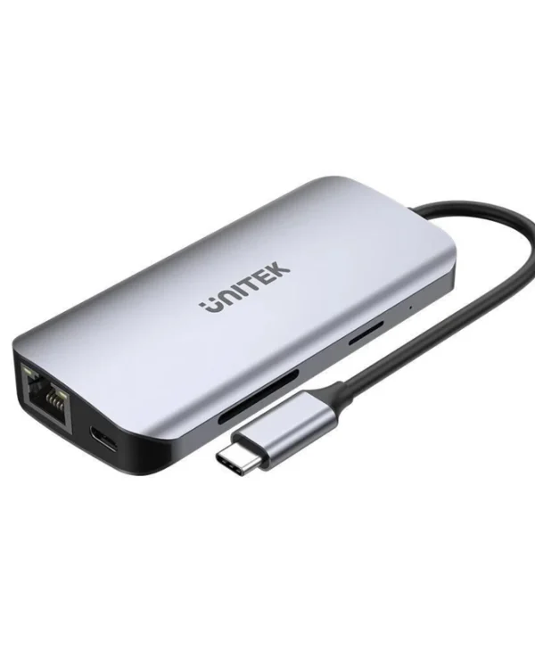 Unitek USB-C Docking Station με HDMI 4K PD Ethernet και σύνδεση 2 Οθονών Ασημί (D1122A01) D1122A01