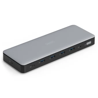 Digitus USB-C Docking Station με HDMI/DisplayPort 4K PD Ethernet και σύνδεση 3 Οθονών Γκρι (DA-70918) DA-70918