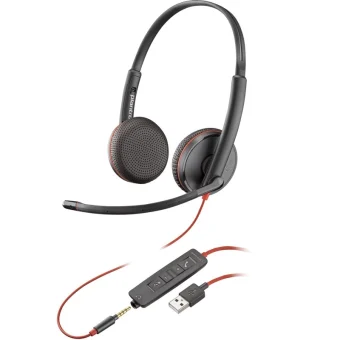 Poly Blackwire C3225 On Ear Multimedia Ακουστικά με μικρόφωνο και σύνδεση 3.5mm Jack / USB-A