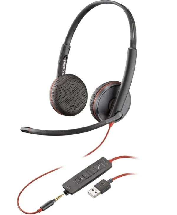 Poly Blackwire C3225 On Ear Multimedia Ακουστικά με μικρόφωνο και σύνδεση 3.5mm Jack / USB-A