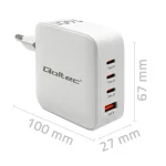 Qoltec Φορτιστής Χωρίς Καλώδιο GaN με Θύρα USB-A και 3 Θύρες USB-C 140W Power Delivery / Quick Charge 3.0 Λευκός (51828) 51828 - Image 2