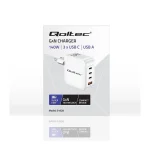 Qoltec Φορτιστής Χωρίς Καλώδιο GaN με Θύρα USB-A και 3 Θύρες USB-C 140W Power Delivery / Quick Charge 3.0 Λευκός (51828) 51828 - Image 3