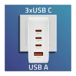 Qoltec Φορτιστής Χωρίς Καλώδιο GaN με Θύρα USB-A και 3 Θύρες USB-C 140W Power Delivery / Quick Charge 3.0 Λευκός (51828) 51828 - Image 4