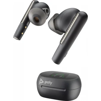 Poly Voyager Free 60+ UC +προσαρμογέας BT700 USB-C +θήκη φόρτισης με οθόνη αφής In-ear Bluetooth Handsfree Ακουστικά με Θήκη Φόρτισης Μαύρα