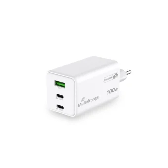 MediaRange Φορτιστής Χωρίς Καλώδιο GaN με Θύρα USB-A και 2 Θύρες USB-C 100W Power Delivery Λευκός (MRMA123) MRMA123