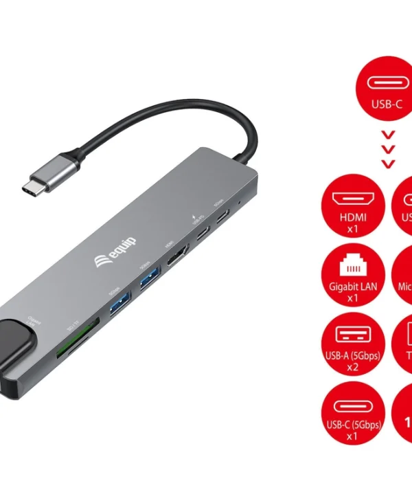 Equip USB-C Docking Station με HDMI 4K PD Ethernet Μαύρο (133497) 133497
