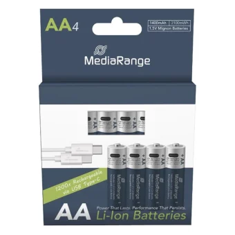 MediaRange Επαναφορτιζόμενες Μπαταρίες AA Li-ion 1400mAh 1.5V 4τμχ