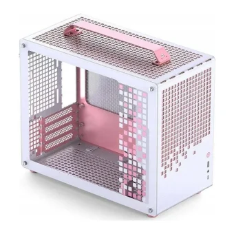 Jonsplus Z20 Mini Tower Κουτί Υπολογιστή με Πλαϊνό Παράθυρο White/Pink