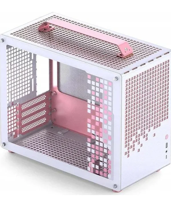 Jonsplus Z20 Mini Tower Κουτί Υπολογιστή με Πλαϊνό Παράθυρο White/Pink