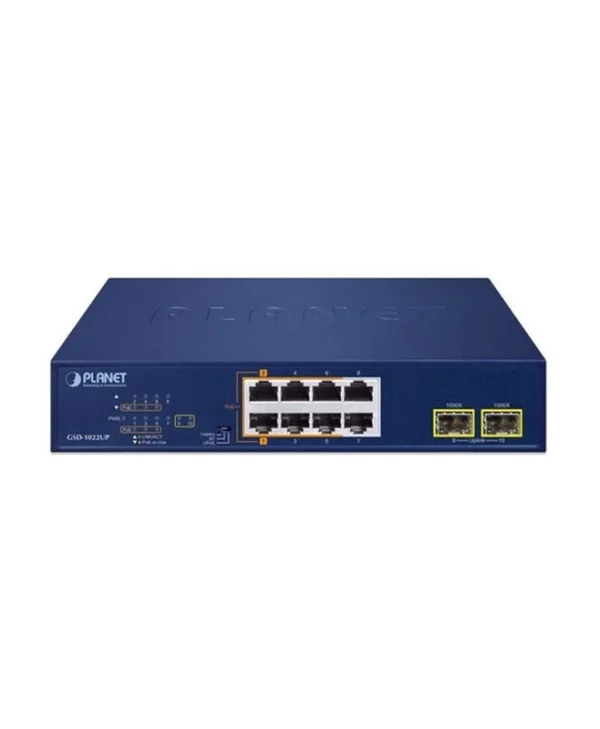 Planet Technology GSD-1022UP Unmanaged L2 PoE+ Switch με 8 Θύρες Gigabit (1Gbps) Ethernet και 2 SFP Θύρες GSD-1022UP