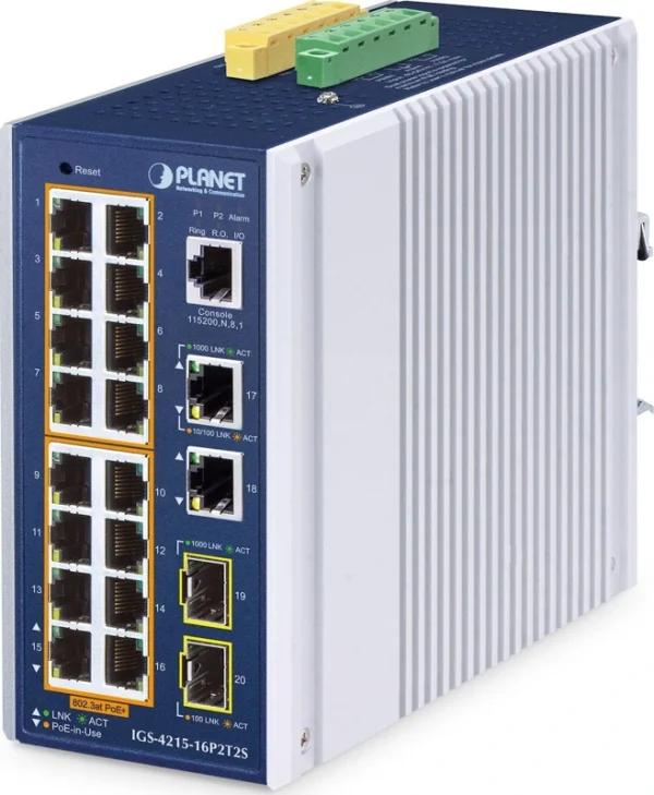 Planet Technology IGS-4215-16P2T2S Managed L2 PoE+ Switch με 16 Θύρες Gigabit (1Gbps) Ethernet IGS-4215-16P2T2S