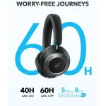 Anker Soundcore Space One Pro Ασύρματα / Ενσύρματα On Ear Ακουστικά με 60 ώρες Λειτουργίας και Quick Charge Μαύρα - Image 2