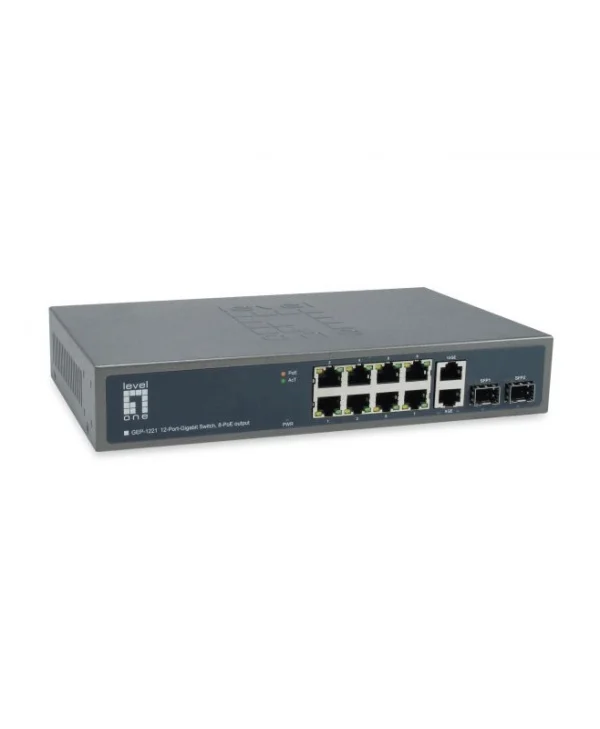 Level One GEP-1221 Unmanaged L2 PoE++ Switch με 10 Θύρες Gigabit (1Gbps) Ethernet και 2 SFP Θύρες GEP-1221