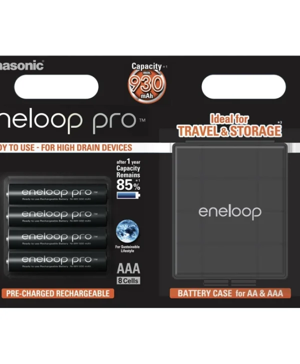 Panasonic Eneloop Pro with Battery Case Επαναφορτιζόμενες Μπαταρίες AAA Ni-MH 930mAh 1.2V 4τμχ