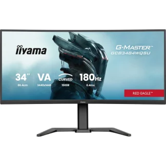 Iiyama G-Master GCB3484WQSU-B1 Ultrawide VA HDR Curved Gaming Monitor 34" QHD 3440x1440 180Hz GCB3484WQSU-B1