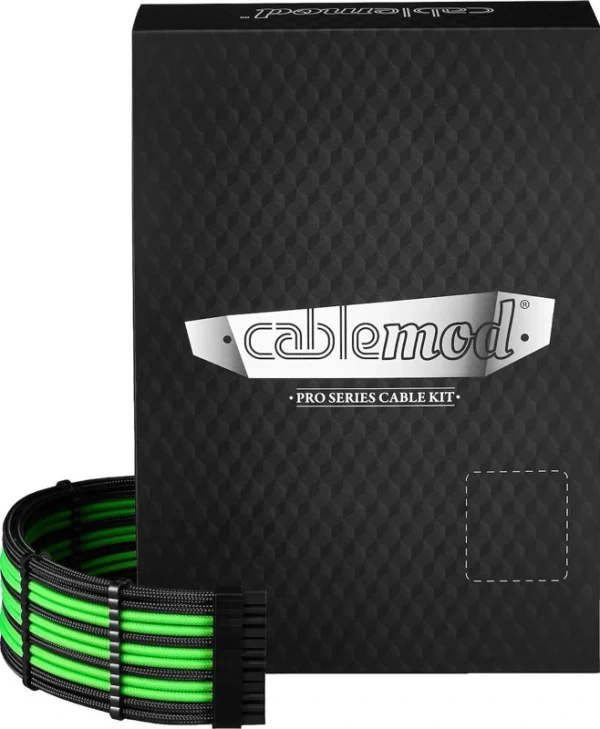 Cablemod C-series Pro Modmesh Sleeved 12v-2x6 12vhpwr Dual Stealthsense Cable Kit Corsair Type 4 Rm Black Label Rmi Rmx Black Green Cm-pcsr-16x2kit-nkklg-r-ss