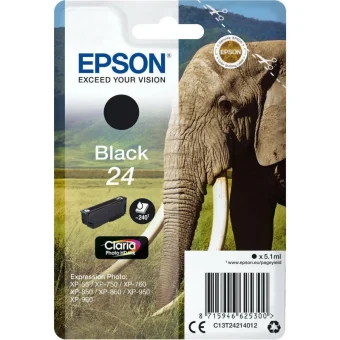 Epson 24 Γνήσιο Μελάνι Εκτυπωτή InkJet Μαύρο (C13T24214012) C13T24214012