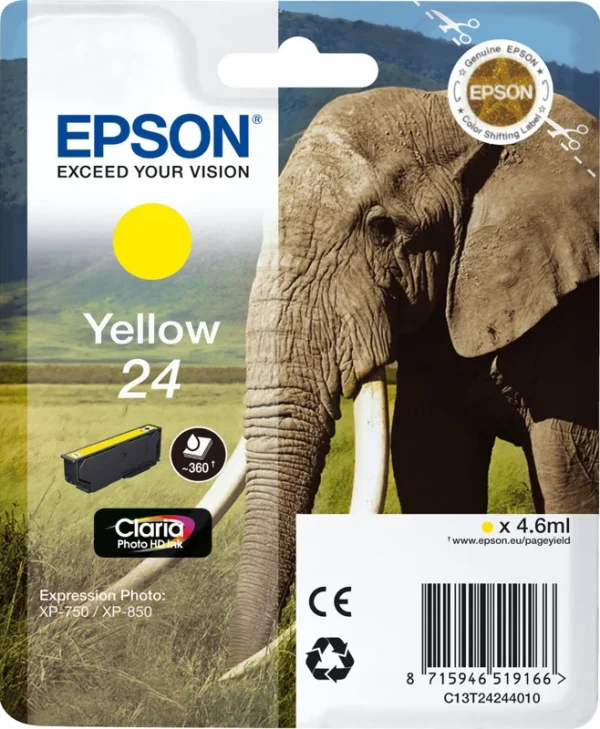 Epson 24 Γνήσιο Μελάνι Εκτυπωτή InkJet Κίτρινο (C13T24244010 C13T24244012) C13T24244012