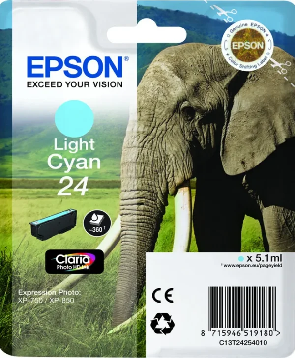 Epson 24 Γνήσιο Μελάνι Εκτυπωτή InkJet Κυανό (C13T24254010 C13T24254012) C13T24254012