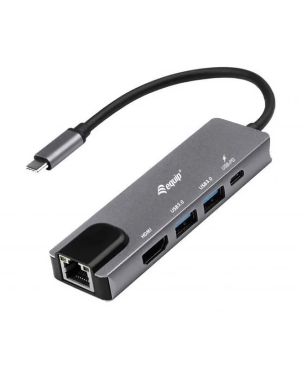 Equip USB-C Docking Station με HDMI 4K PD Ethernet Γκρι (133489) 133489