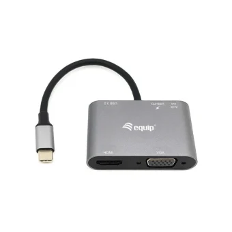 Equip USB-C Docking Station με HDMI 4K PD και συνδεση 2 Οθονών Ασημί (133483) 133483