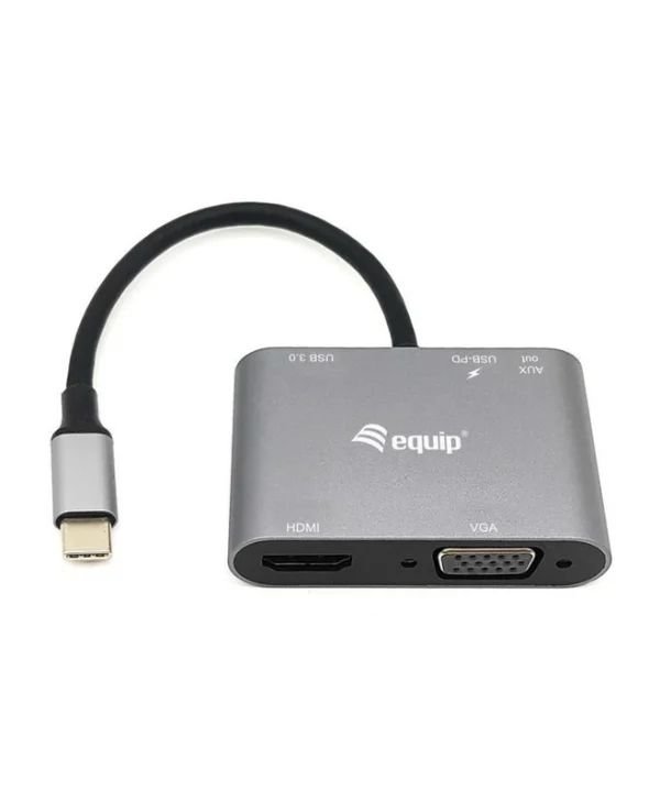 Equip USB-C Docking Station με HDMI 4K PD και συνδεση 2 Οθονών Ασημί (133483) 133483
