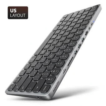 Axagon HMC-KB-US Ασύρματο Πληκτρολόγιο Αγγλικό US Γκρι HMC-KB-US