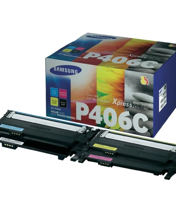Samsung CLT-P406C Γνήσιο Multipack Toner Laser Εκτυπωτή Μαύρο/Κίτρινο/Κυανό/Ματζέντα 4τμχ SU375A SU375A