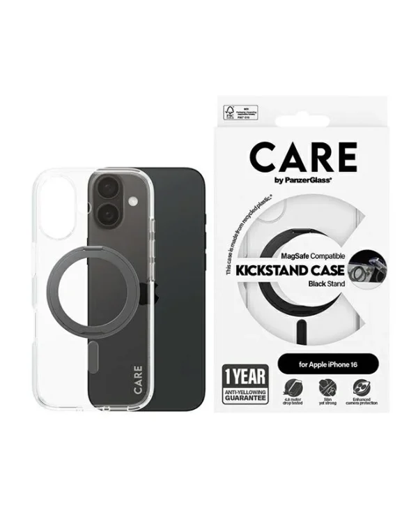 PanzerGlass Feature Kickstand Back Cover Πλαστικό Μαύρο (iPhone 16)