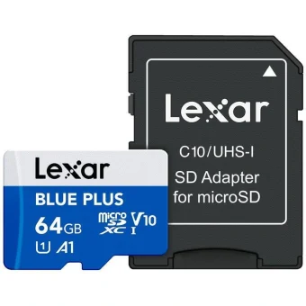 Lexar Plus SDXC 64GB Class 10 UHS-I με αντάπτορα
