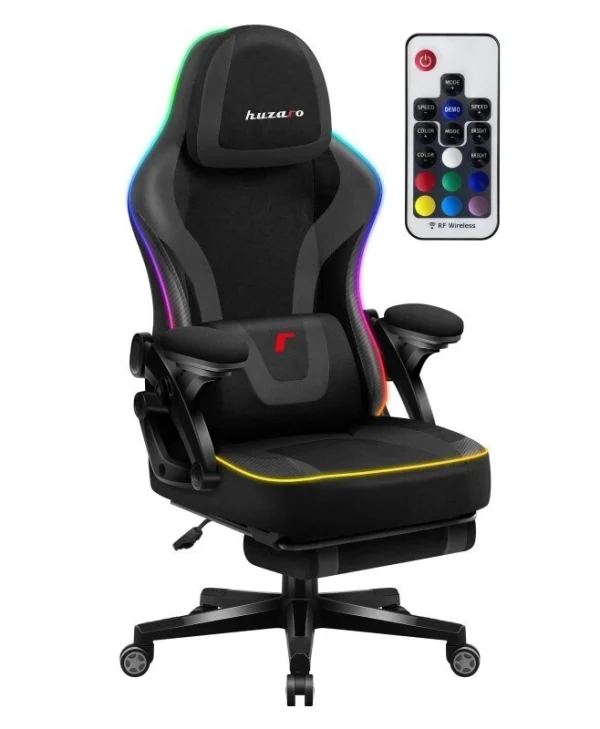 Huzaro Force 4.6 Καρέκλα Gaming με RGB Φωτισμό και Υποπόδιο Μαύρη